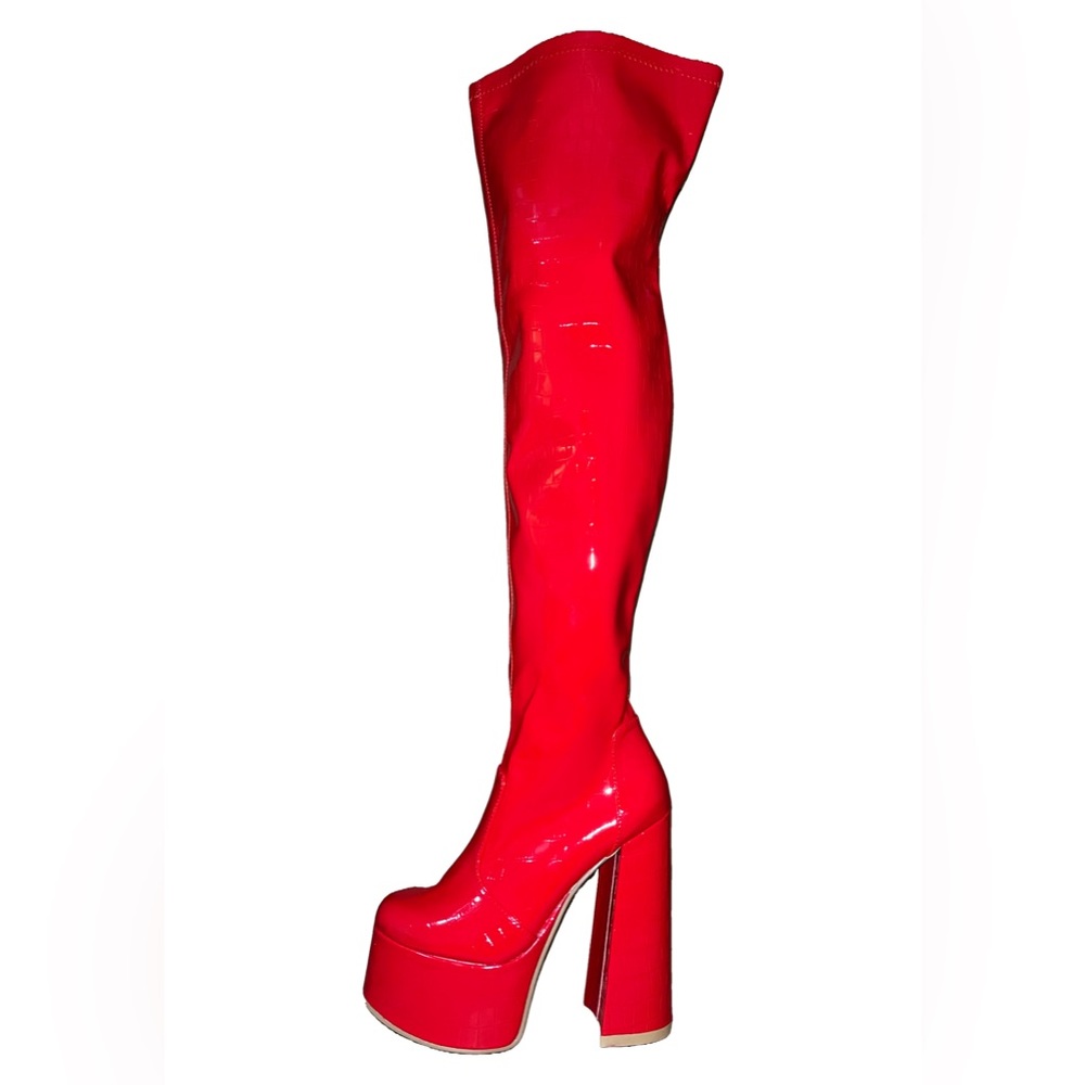 Red Thigh High Over The Knee Long Boots - Lemon Drop by privileged